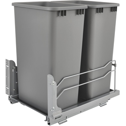  50 Quart, Double Waste Pull-Out, Minimum Cabinet Opening Width- 15-1/2" Width x 22-1/4" Depth x 23-1/2" Height, Undermount Slide, Cabinet Floor Mounted, Silver Metallic