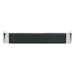 Paradigm 6-5/16 Inch Center to Center Chrome/Black Leather Cabinet Pull