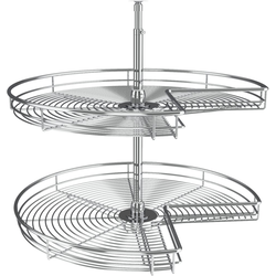 13% OFF 28 Inch Diameter Kidney Shape Premiere Wire 2 Shelf Corner Lazy Susan Set, for 26-32 Inch Cabinet Height, Chrome