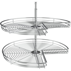 32 Inch Diameter Kidney Shape Premiere Wire 2 Shelf Corner Lazy Susan Set, for 26-32 Inch Cabinet Height, Chrome