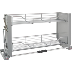 Premiere Two-Tier Cabinet Pull-Down Shelving System for Minimum Cabinet Opening 34-1/4" Width x 18-5/8" Height x 10-3/4" Depth, Chrome 