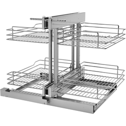 Rev-A-Shelf 5PSP-15SC-CR, Non-Handed Two-Tier Blind Corner Swing-Out Organizer for 15" Width x 21" Height Minimum Cabinet Openings, with Soft-Close, Chrome