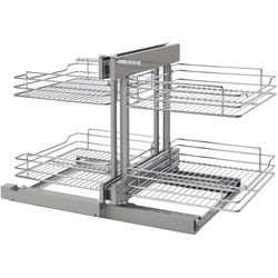 Rev-A-Shelf 5PSP-18SC-CR, Non-Handed Two-Tier Blind Corner Swing-Out Organizer for 18" Width x 21" Height Minimum Cabinet Openings, with Soft-Close, Chrome