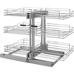 Rev-A-Shelf 5PSP3-18SC-CR, Non-Handed Three-Tier Blind Corner Swing-Out Organizer for 18" Width x 24" Height Minimum Cabinet Openings, with Soft-Close, Chrome