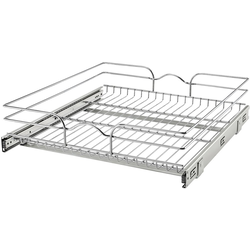 39% OFF One-Tier Wire Basket Pull-Out Organizer for Minimum Cabinet Opening 20-7/8" Width x 6" Height x 22-1/8" Depth, Full Extension Slides with Bottom/Deck Mounting Bracket, Chrome 