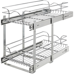 24% OFF Two-Tier Wire Basket Pull-Out Organizer for Minimum Cabinet Opening 11-7/8" Width x 19-1/8" Height x 22-1/8" Depth, Full Extension Slides with Bottom/Deck Mounting Bracket, Chrome 