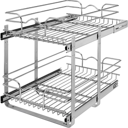 9% OFF Two-Tier Wire Basket Pull-Out Organizer for Minimum Cabinet Opening 14-7/8" Width x 19-1/8" Height x 22-1/8" Depth, Full Extension Slides with Bottom/Deck Mounting Bracket, Chrome 