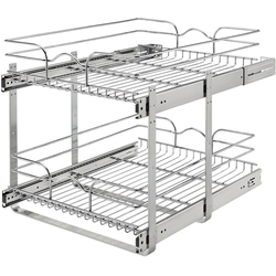 25% OFF Two-Tier Wire Basket Pull-Out Organizer for Minimum Cabinet Opening 17-7/8" Width x 19-1/8" Height x 22-1/8" Depth, Full Extension Slides with Bottom/Deck Mounting Bracket, Chrome 