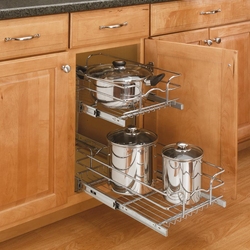 23% OFF Two-Tier Wire Basket Pull-Out Organizer for Minimum Cabinet Opening 20-7/8" Width x 19-1/8" Height x 22-1/8" Depth, Full Extension Slides with Bottom/Deck Mounting Bracket, Chrome 
