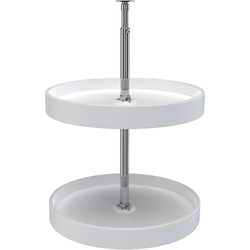 18 Inch Diameter Full Circle 2-Shelf Dependently Rotating Lazy Susan Set, White