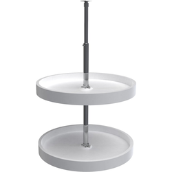 20 Inch Diameter Full Circle 2-Shelf Dependently Rotating Lazy Susan Set, White