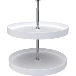 24 Inch Diameter Full Circle 2-Shelf Dependently Rotating Lazy Susan Set, White