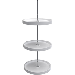 18 Inch Diameter Full Circle 3-Shelf Dependently Rotating Lazy Susan Set, White