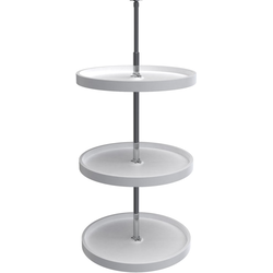 20 Inch Diameter Full Circle 3-Shelf Dependently Rotating Lazy Susan Set, White