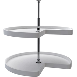 32 Inch Diameter Kidney Shape RAS Polymer Independently Rotating Corner Lazy Susan Set, for 26-32 Inch Cabinet Height, White