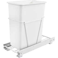 30 Quart Bottom Mount Single Trash Pull-Out, Min. Cabinet Opening: 9-5/8" Wide, White
