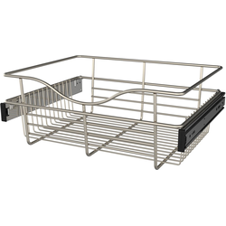 Clearance Sale, 18 Inch Width x 14 Inch Depth x 7 Inch Height Heavy-Gauge Pull-Out Wire Basket, Satin Nickel, Min. Cabinet Opening: 18"W x 14"D x 7"H