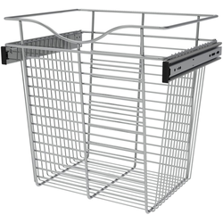Heavy Duty Closet Wire Pull out Basket for 18 Inch Cabinet Opening Width, Full Extension Side-Mounted Slides Included, 18” W x 14” D x 18” H,Chrome 