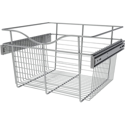 Final Sale, Heavy Duty Closet Wire Pull out Basket for 18 Inch Cabinet Opening Width, Full Extension Side-Mounted Slides Included, 18” W x 16” D x 11” H, Chrome, 