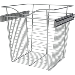 Heavy Duty Closet Wire Pull out Basket for 18 Inch Cabinet Opening Width, Full Extension Side-Mounted Slides Included, 18” W x 16” D x 18” H, Chrome, 