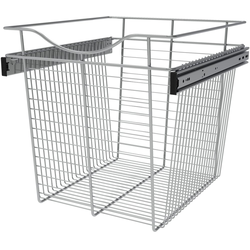  Heavy Duty Closet Wire Pull out Basket for 18 Inch Cabinet Opening Width, Full Extension Side-Mounted Slides Included, 18” W x 20” D x 18” H, Chrome, 