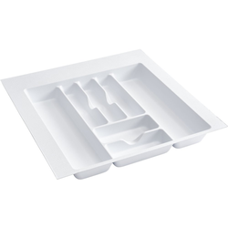 Trimmable 21-7/8 Inch Width x 21-1/4 Inch Depth Utility/ Cutlery Drawer Insert, Minimum Trim Size 18-3/8 W x 17-1/2 Inch, Textured White Polymer