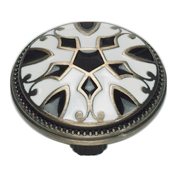 Canterbury 1-1/2 Inch Diameter Black And White Cabinet Knob