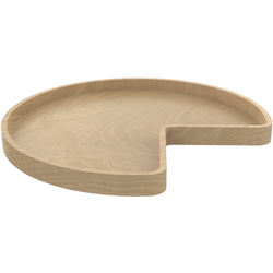 28 Inch Diameter Kidney Shape Banded Wood Lazy Daisy Corner Lazy Susan Tray Only with Steel Swivel Bearing, Natural