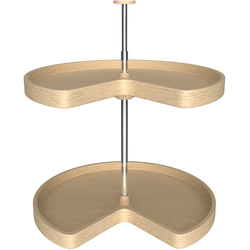 24 Inch Diameter Kidney Shape Banded Wood Lazy Daisy Corner Lazy Susan Set, for 26, 31 Inch Inner Cabinet Height, Natural