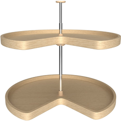 28 Inch Diameter Kidney Shape Banded Wood Lazy Daisy Corner Lazy Susan Set, for 26, 31 Inch Inner Cabinet Height, Natural