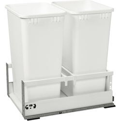 50 Quart Undermount Double Trash Pull-Out Waste Container with Blum Tandem and Blumotion Soft-Close Slides, Min. Cabinet Opening: 15" or 15-1/8" Wide, White