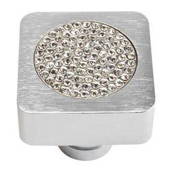 Boutique Crystal 1 Inch Diameter Matte Chrome Cabinet Knob
