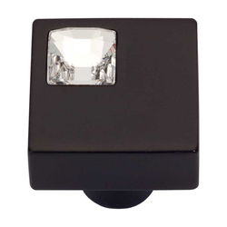 Boutique Crystal 1 Inch Diameter Matte Black Cabinet Knob