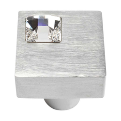 Boutique Crystal 1 Inch Diameter Matte Chrome Cabinet Knob