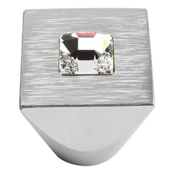 Boutique Crystal 1 Inch Diameter Matte Chrome Cabinet Knob