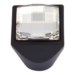 Boutique Crystal 1 Inch Diameter Matte Black Cabinet Knob