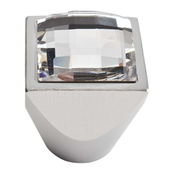 Boutique Crystal 1 Inch Diameter Matte Chrome Cabinet Knob