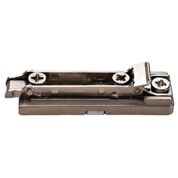 Salice 2mm Height Frameless Inline Mounting Plate with Pre-Mounted Euro Screws, Mod 4, Nickel