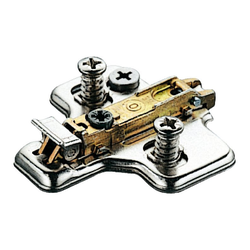 Salice 2mm Frameless Wing Mounting Plate with Pre-Mounted 6.3mm Diameter Euro (POZI) Screws , Nickel Plated Steel 
