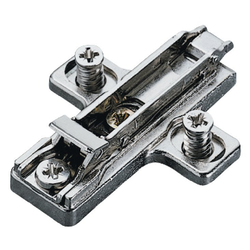  Salice 3mm Height Frameless Wing Mounting Plate with Pre-Mounted 6.3mm Diameter Euro (POZI) Screws , Nickel Plated Steel 