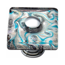 Glass 1-1/2 Inch Diameter Polished Chrome Cabinet Knob