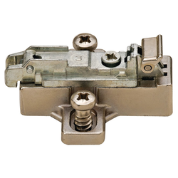 Salice 12mm Height Frameless Wing Mounting Plate with Pre-Mounted 6.3mm Diameter Euro (POZI) Screws , Nickel Plated Steel 