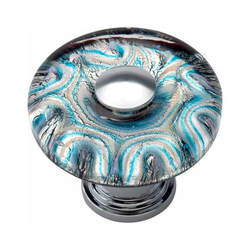 Glass 1-1/2 Inch Diameter Polished Chrome Cabinet Knob
