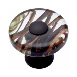 Glass 1-1/2 Inch Diameter Oil Rubbed Bronze Cabinet Knob