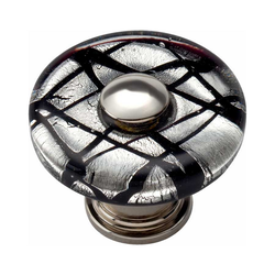 Glass 1-1/2 Inch Diameter Polished Chrome Cabinet Knob