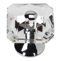 Boutique Crystal 1-1/2 Inch Diameter Polished Chrome Cabinet Knob