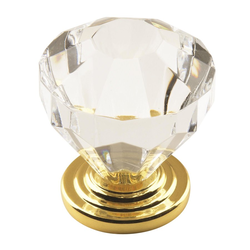 Traditional Classics 1-1/4 Inch Diameter Acrylic/Burnished Brass Cabinet Knob