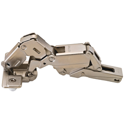 155 Degree Partial Overlay Zero Protrusion/Thick Door Hinge, Self Close, Dowel/Screw Mount