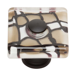 Glass 1-1/2 Inch Diameter Matte Black Cabinet Knob