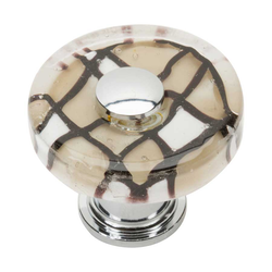 Glass 1-1/2 Inch Diameter Polished Chrome Cabinet Knob